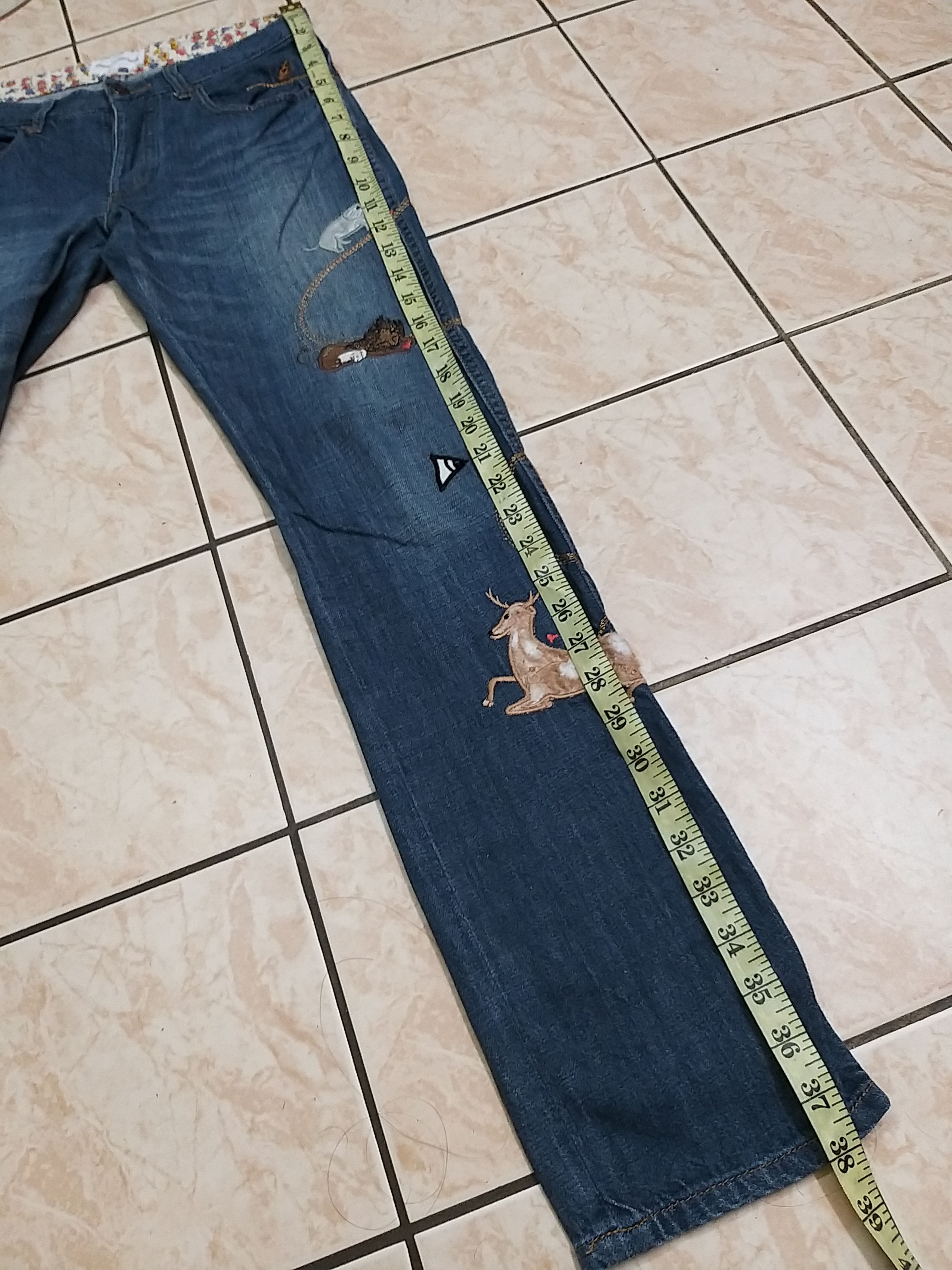 Issey Miyake ICONIC🔥ISSEY MIYAKE TSUMORI CHISATO EMBROIDERY ANIMAL DENIM Size US 28 / EU 44 - 8 Thumbnail