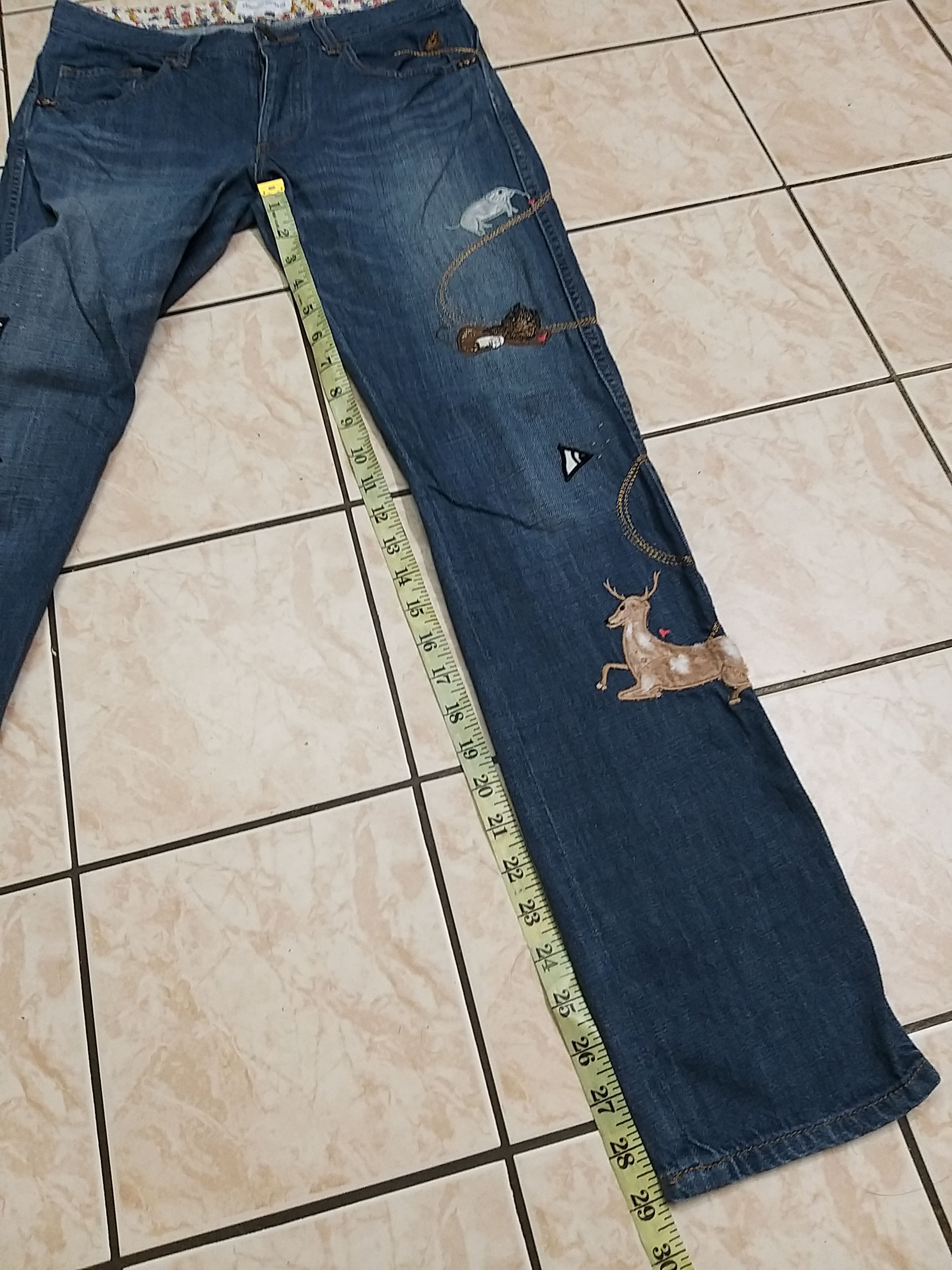 Issey Miyake ICONIC🔥ISSEY MIYAKE TSUMORI CHISATO EMBROIDERY ANIMAL DENIM Size US 28 / EU 44 - 9 Thumbnail