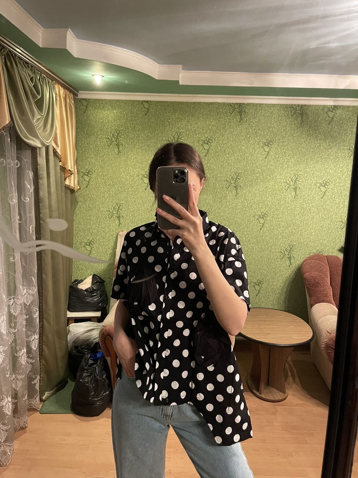 Japanese Brand Japanese avant garde CDG style spotty asymmetric shirt Size M / US 6-8 / IT 42-44 - 2 Thumbnail
