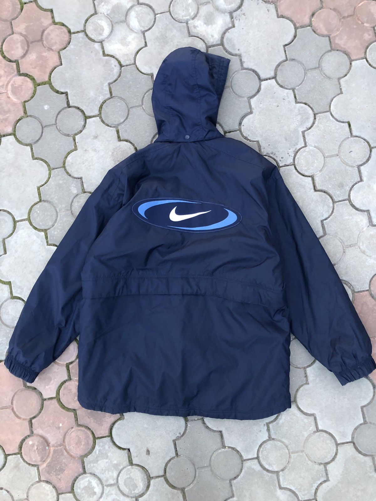 Nike × Vintage Vintage Nike Nylon Drill Y2K Swoosh Light Puffer Jacket Size US M / EU 48-50 / 2 - 2 Thumbnail