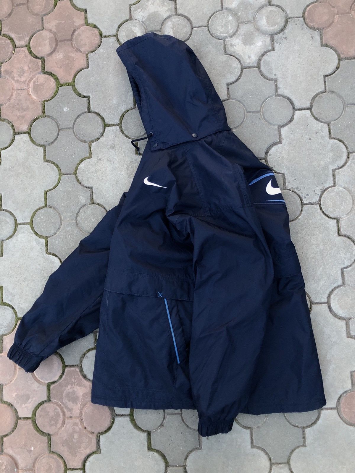 Nike × Vintage Vintage Nike Nylon Drill Y2K Swoosh Light Puffer Jacket Size US M / EU 48-50 / 2 - 1 Thumbnail