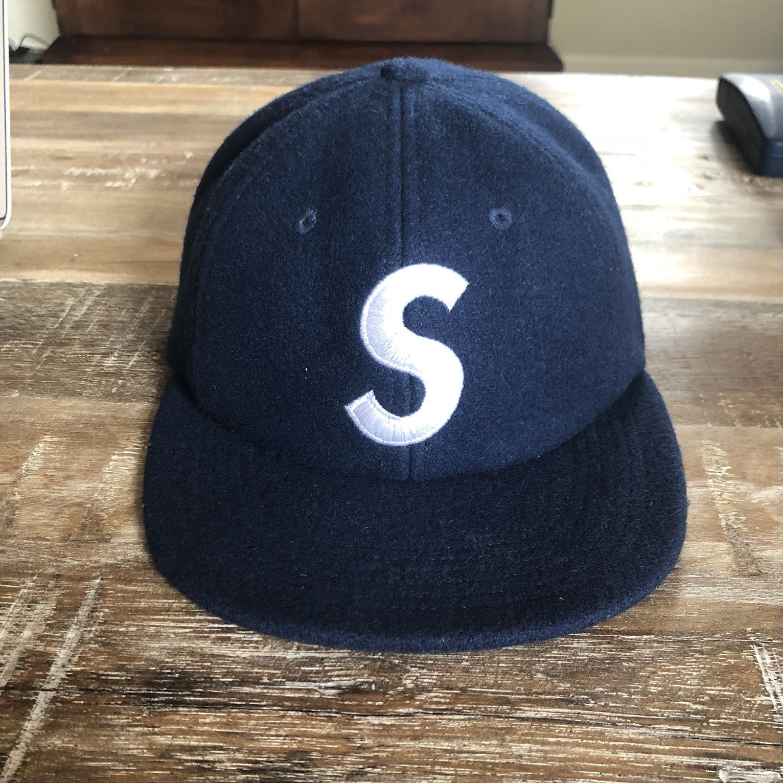 Supreme Boiled Wool S Logo 6-Panel ネイビー Supreme Boiled Wool S Logo 6-Panel (FW22) - $58