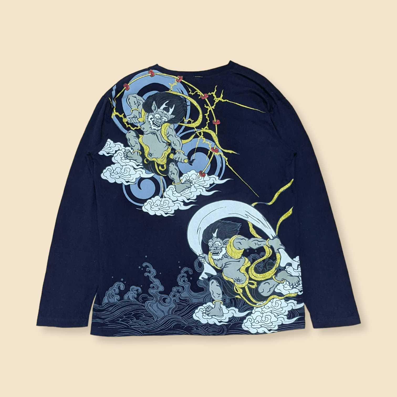 Japanese Brand × Vintage Vintage 90s Japanese Art Oni Sukajan Samurai T shirt Size US XL / EU 56 / 4 - 1 Thumbnail