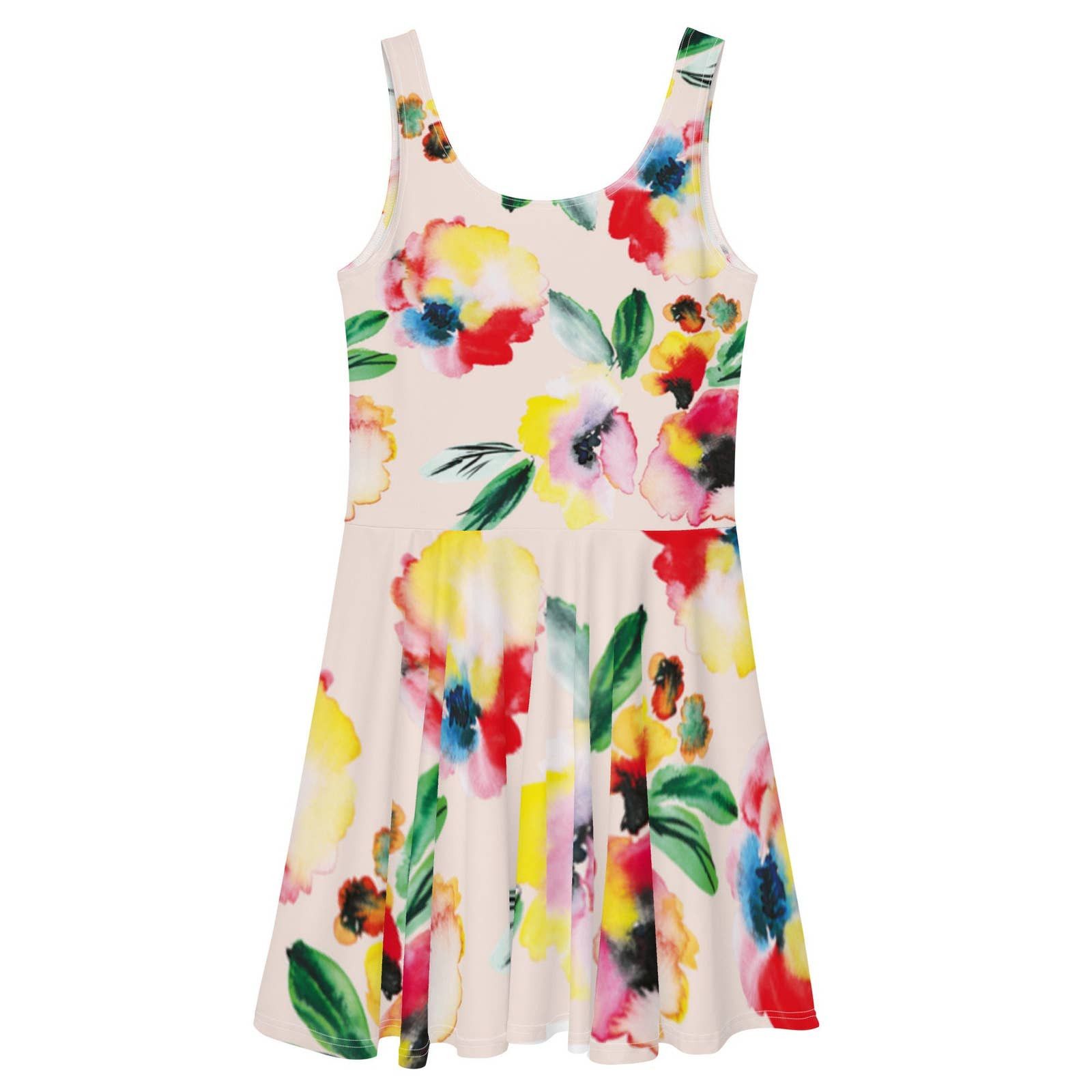 Summer Floral Skater Dress oil paint design cocktail parties