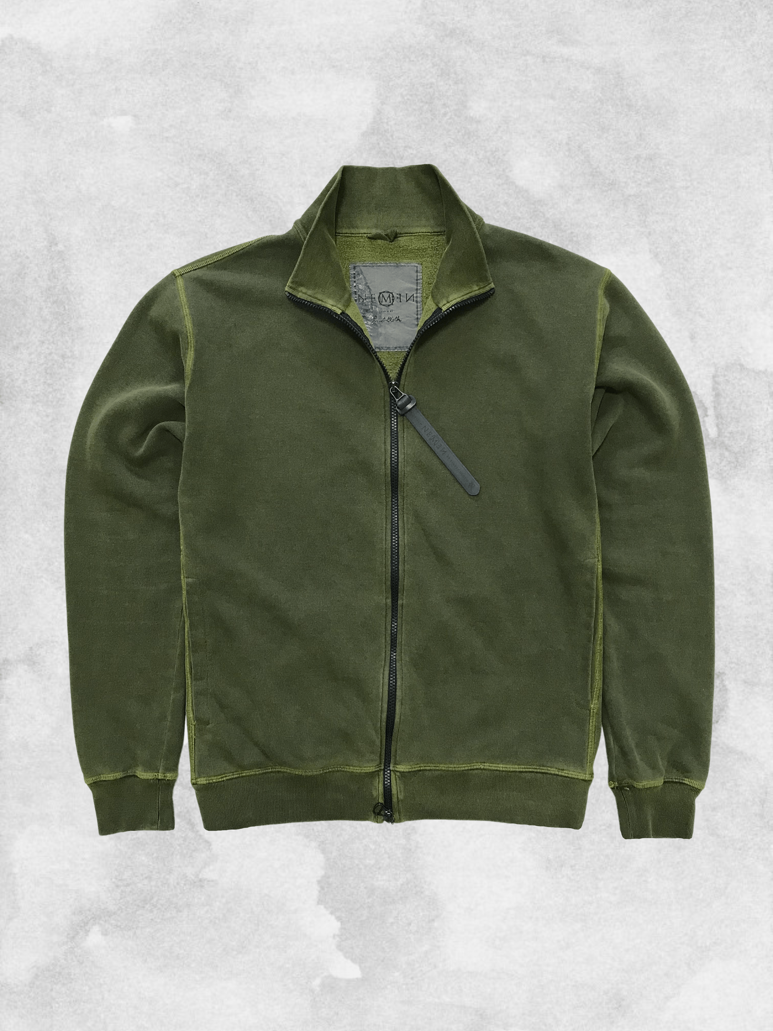 image of Nemen Garment Dyed Sweater Full Zip Pullover Acronym in Green Yellow, Men's (Size Medium)