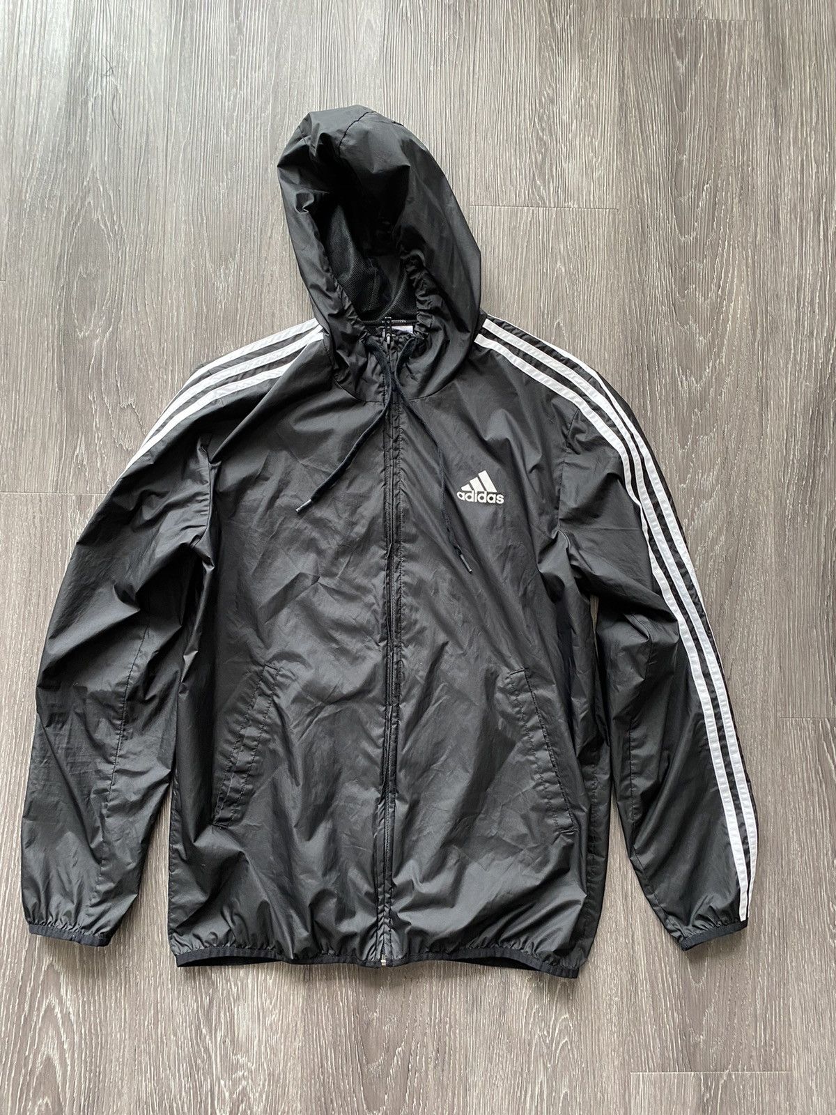 Adidas Adidas Black Essentials Windbreaker Jacket Hood Size US M / EU 48-50 / 2 - 2 Thumbnail