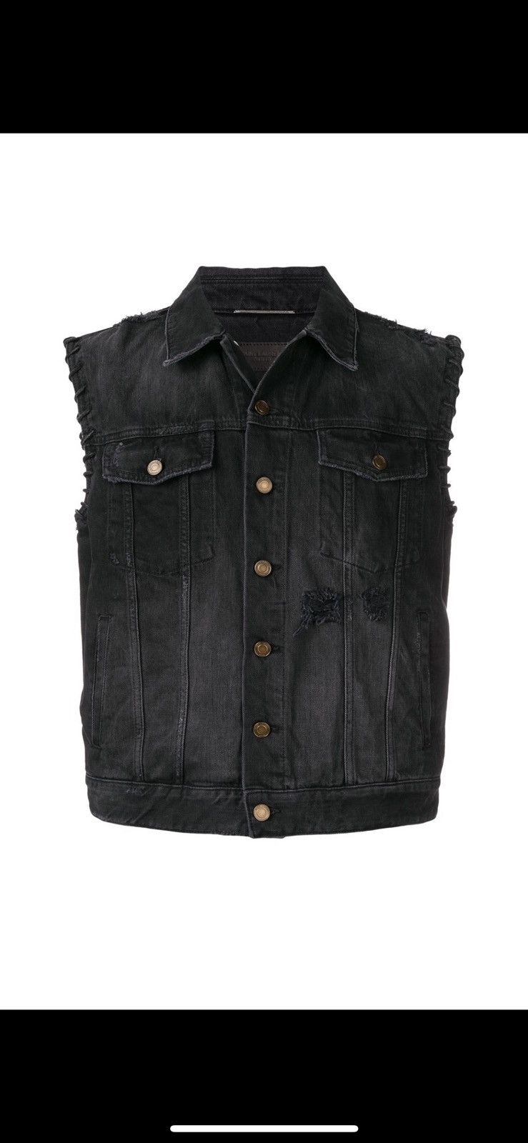 Saint Laurent Distressed Denim Waistcoat