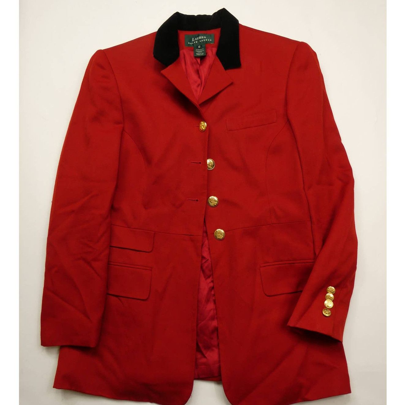 RALPH LAUREN gold button blazer dinner jacket 12 USA