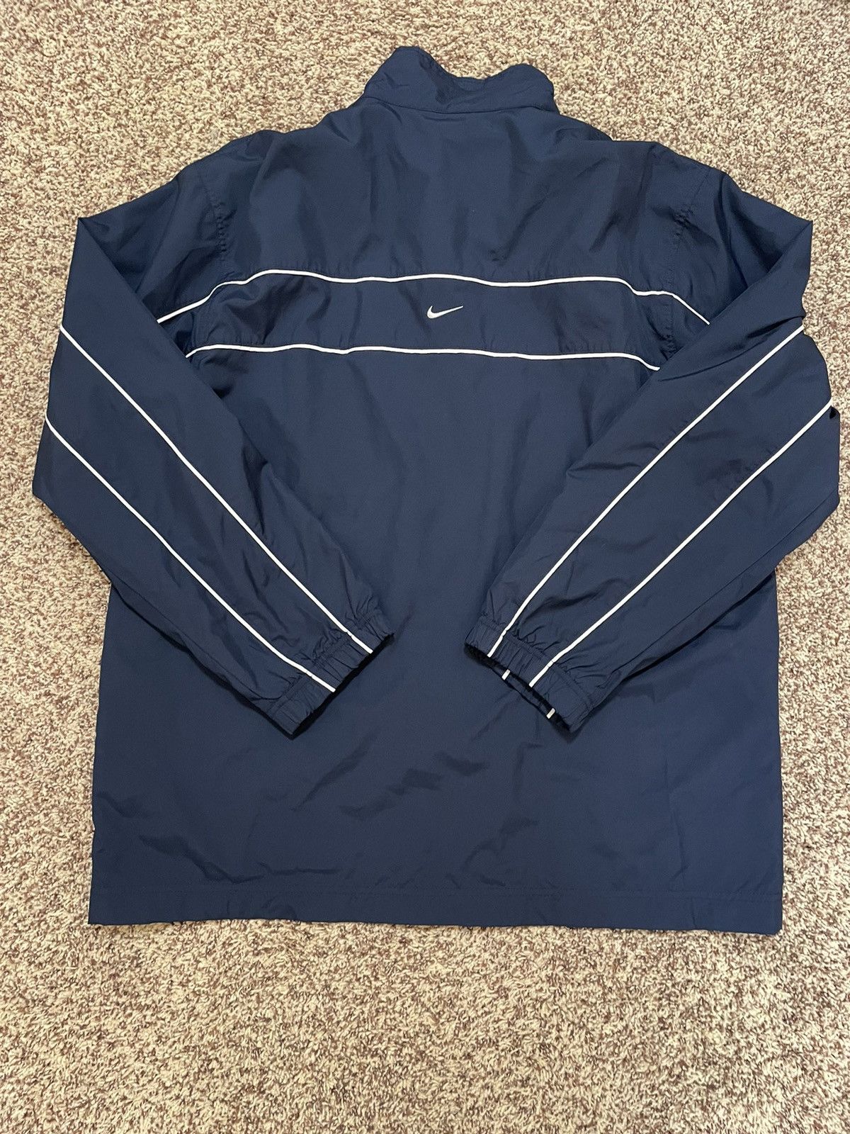 Nike Vintage 90s Nike Drill Track Jacket Windbreaker Navy Blue XL Size US XL / EU 56 / 4 - 4 Thumbnail