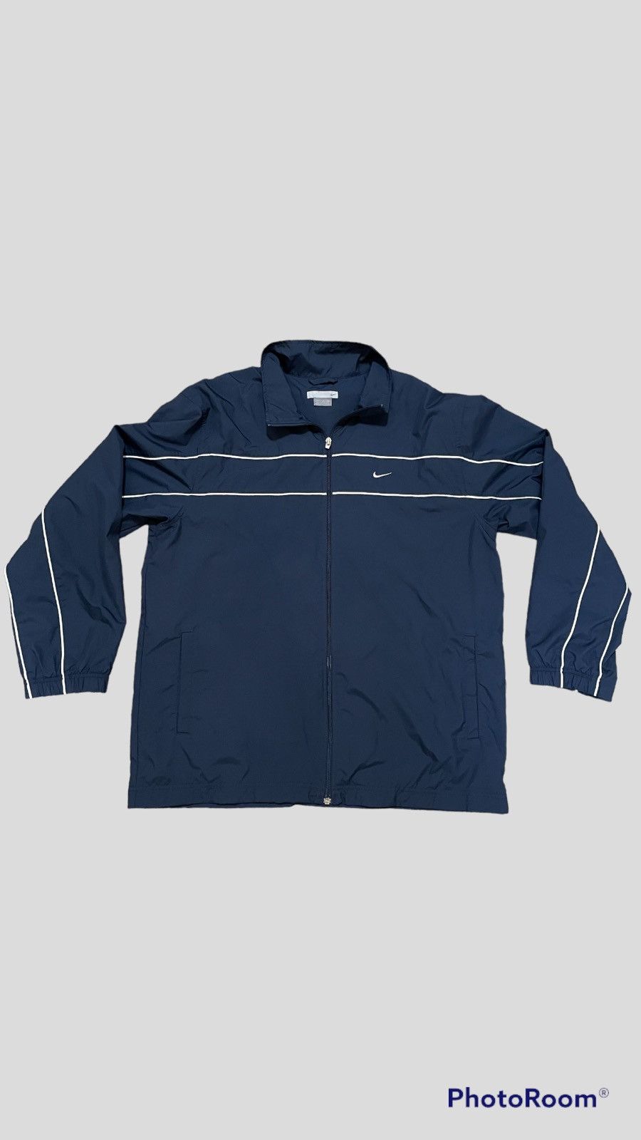 Nike Vintage 90s Nike Drill Track Jacket Windbreaker Navy Blue XL Size US XL / EU 56 / 4 - 1 Thumbnail