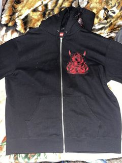 supreme demon zip up hooded sweatshirt