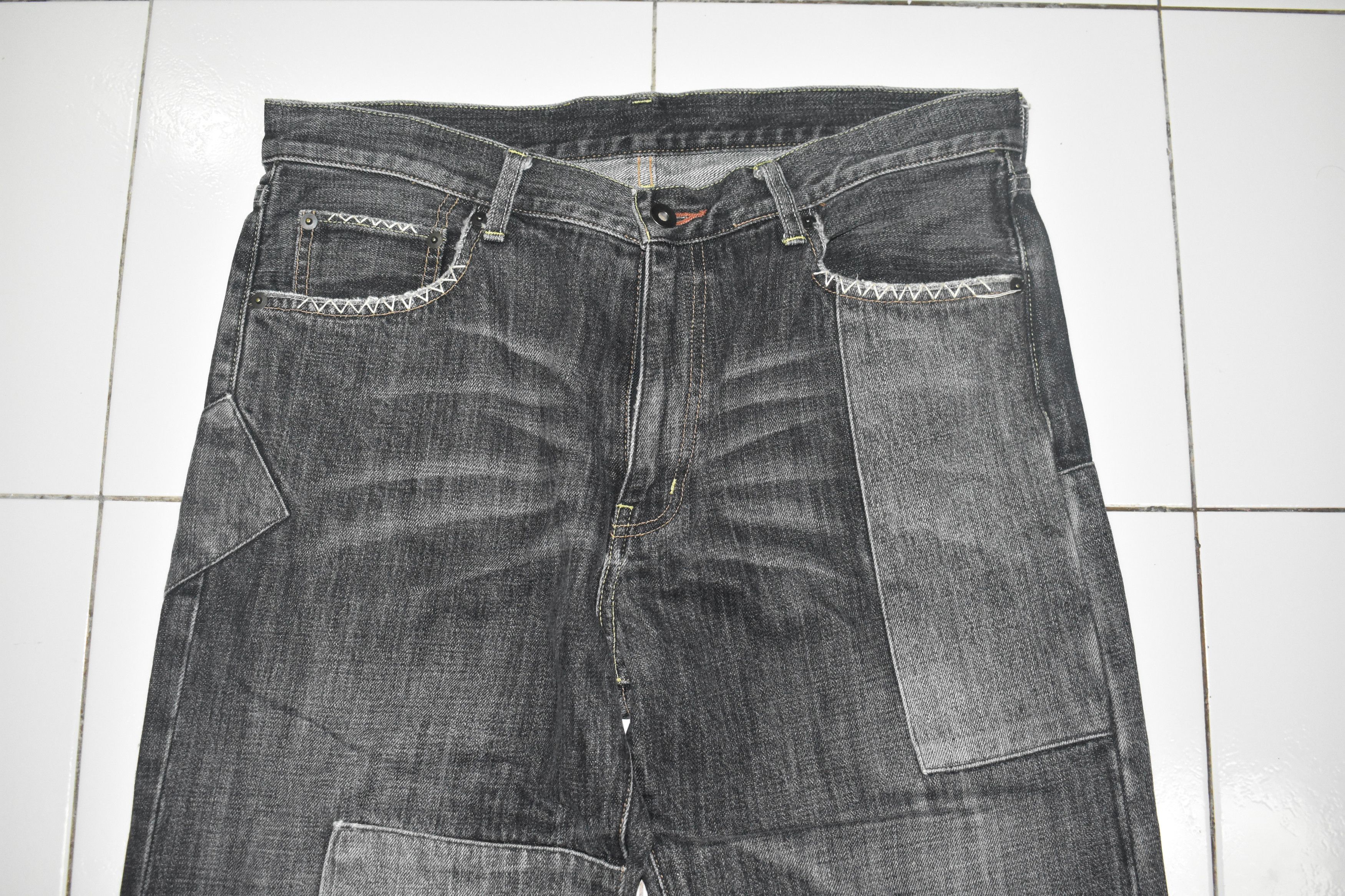 If Six Was Nine × Japanese Brand × Uniqlo WIDE LEG!! JAPANESE PATCHWORK DENIM W34 Size US 34 / EU 50 - 3 Thumbnail