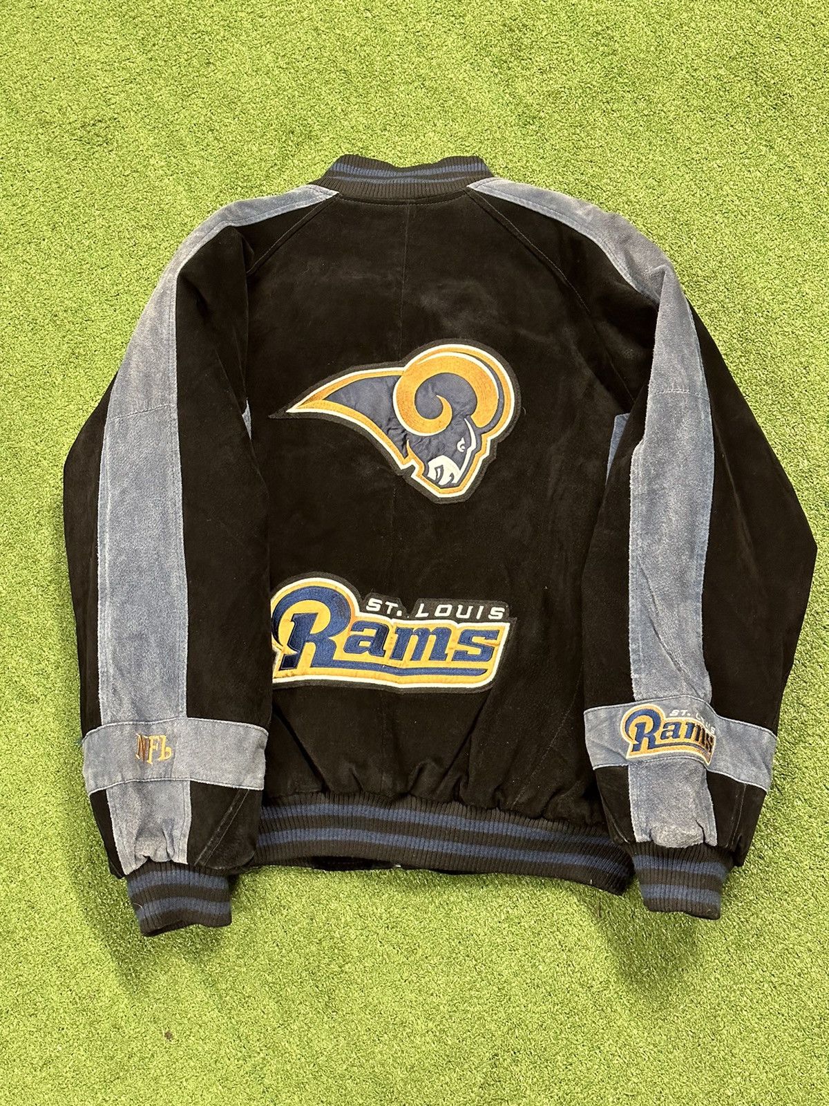 Leather Jacket × NFL × Vintage Vintage Suede St Louis Rams Varsity ...