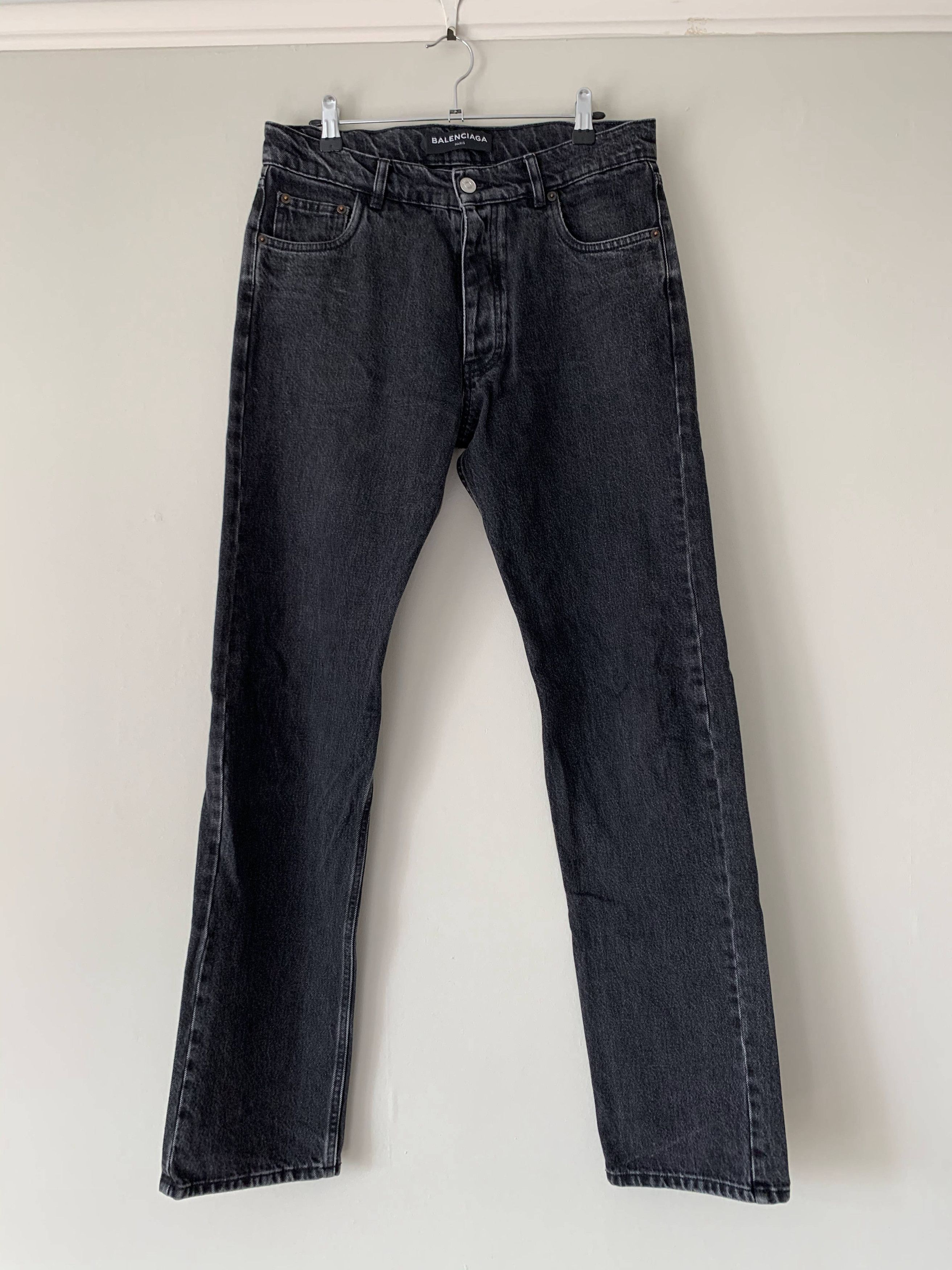 image of Balenciaga Ss18 Washed Grey Jeans in Black, Men's (Size 30)