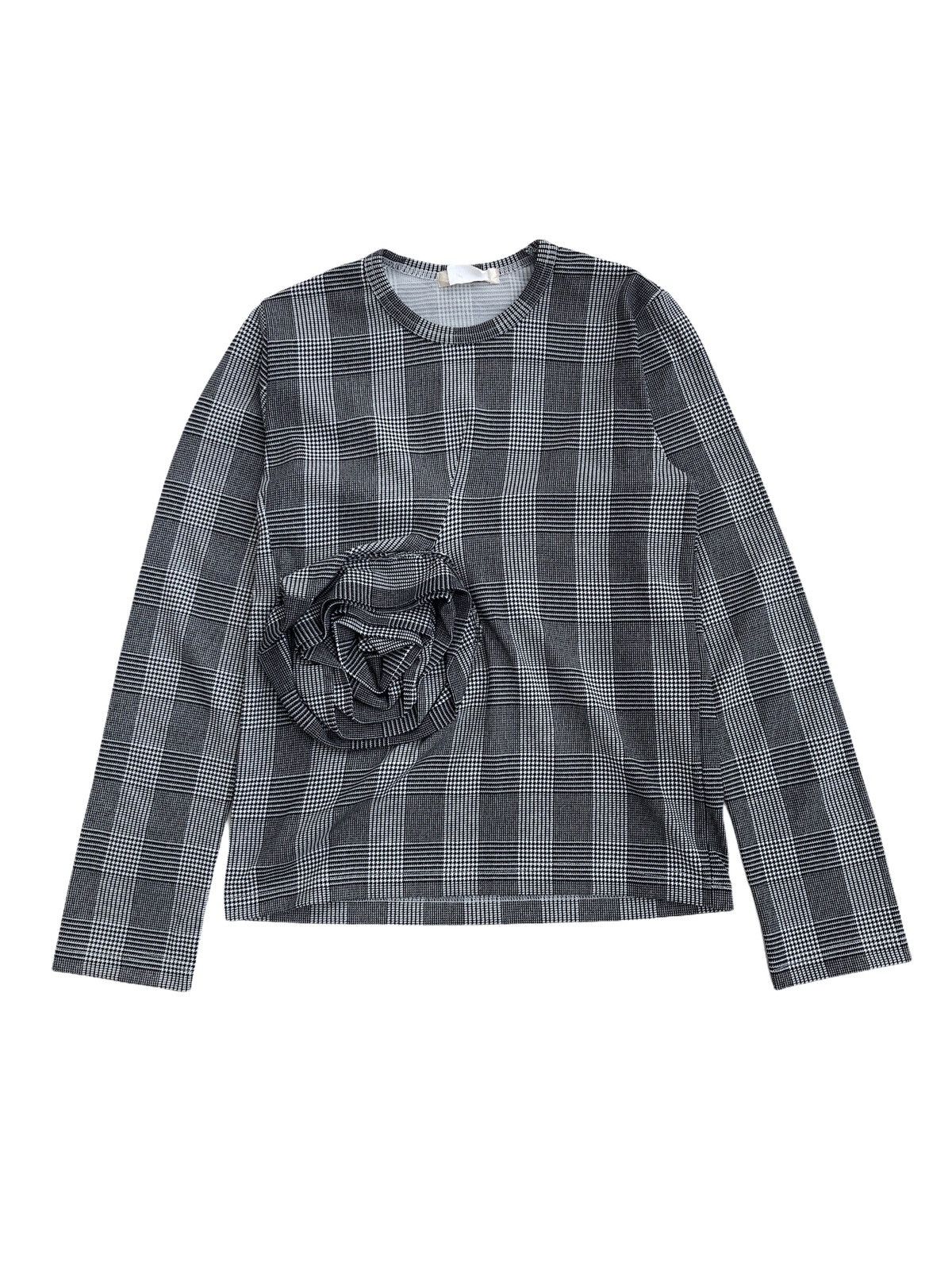 image of Vintage Ad2013 Comme Des Garcons Glen Check Flower Patch in Grey Glen Check, Women's (Size Small)