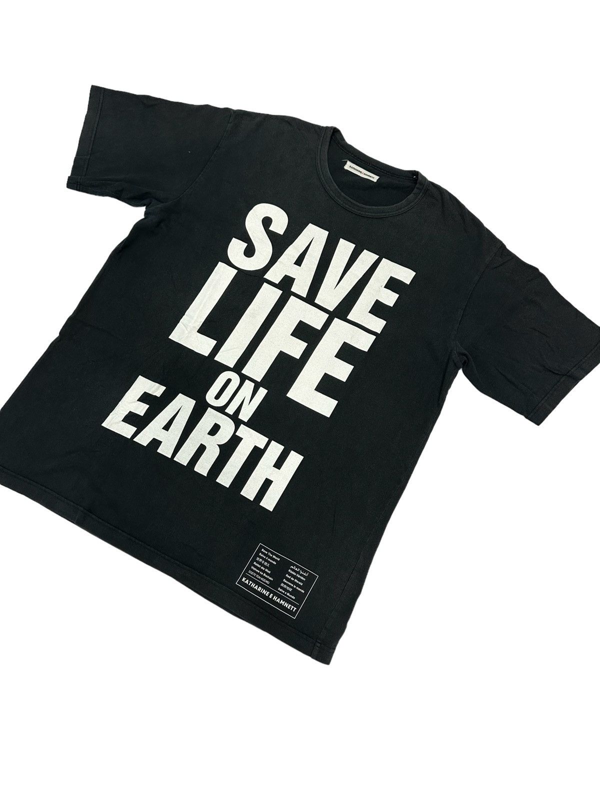 Designer × Katharine Hamnett London Rare Vintage KATHARINE E HAMNETT “Save Life” Campaign Tee Size US M / EU 48-50 / 2 - 2 Thumbnail