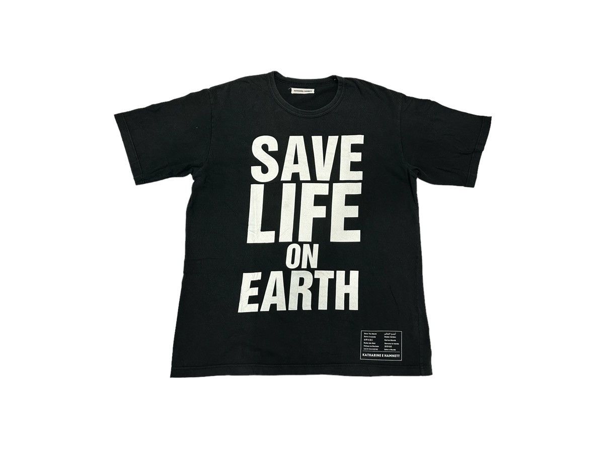 Designer × Katharine Hamnett London Rare Vintage KATHARINE E HAMNETT “Save Life” Campaign Tee Size US M / EU 48-50 / 2 - 1 Thumbnail