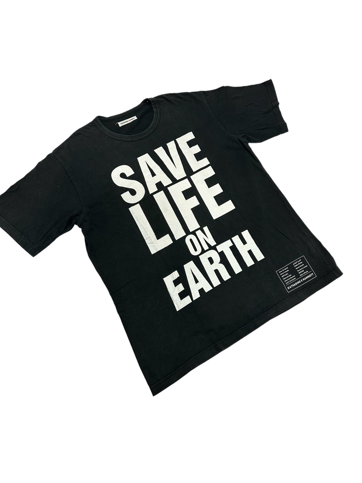 Designer × Katharine Hamnett London Rare Vintage KATHARINE E HAMNETT “Save Life” Campaign Tee Size US M / EU 48-50 / 2 - 4 Thumbnail