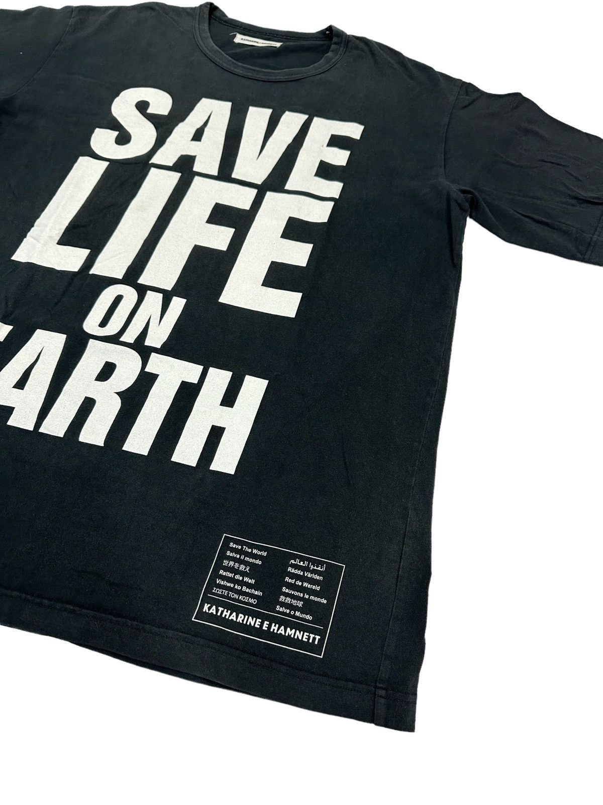 Designer × Katharine Hamnett London Rare Vintage KATHARINE E HAMNETT “Save Life” Campaign Tee Size US M / EU 48-50 / 2 - 3 Thumbnail