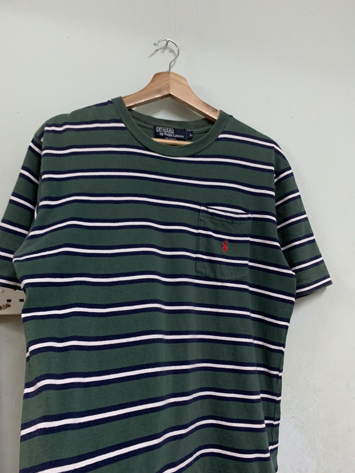 Vintage 👹THRASHED POLO RALPH LAURENT GREEN STRIPES TSHIRT Size US M / EU 48-50 / 2 - 4 Thumbnail