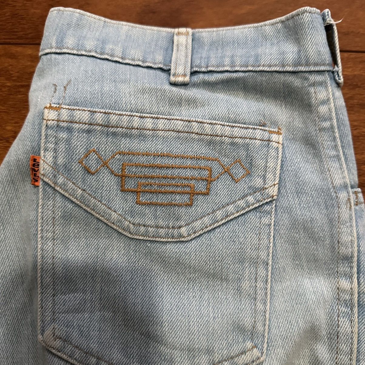Vintage Vintage 70s Ladies Flare Orange Tab Flare Denim Jeans Size 32" / US 10 / IT 46 - 5 Thumbnail