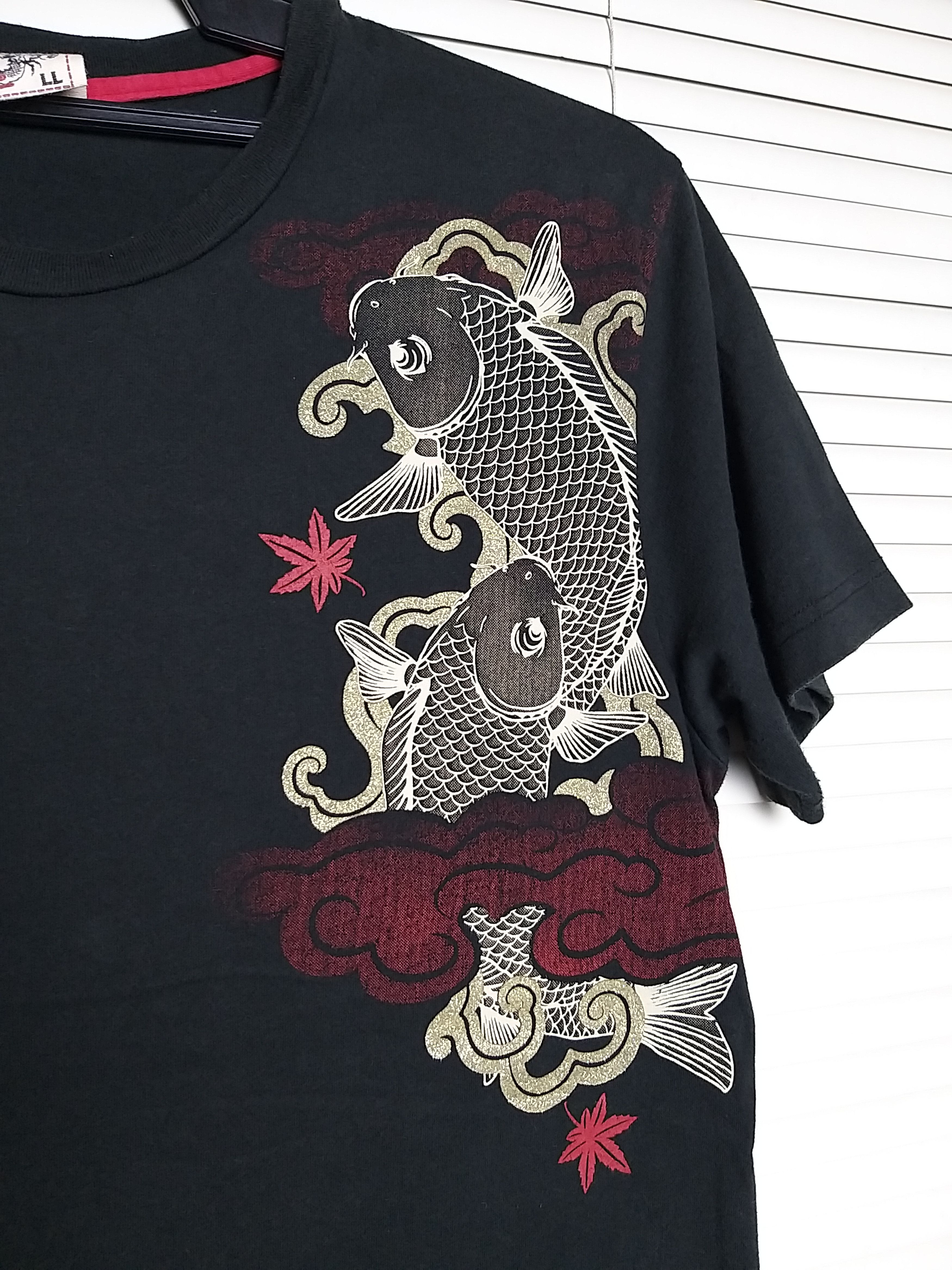 Japanese Brand SICK Y2K JAPAN ELIMENT KOI FISH AND CRANE BIG PRINT T SHIRT Size US M / EU 48-50 / 2 - 5 Thumbnail