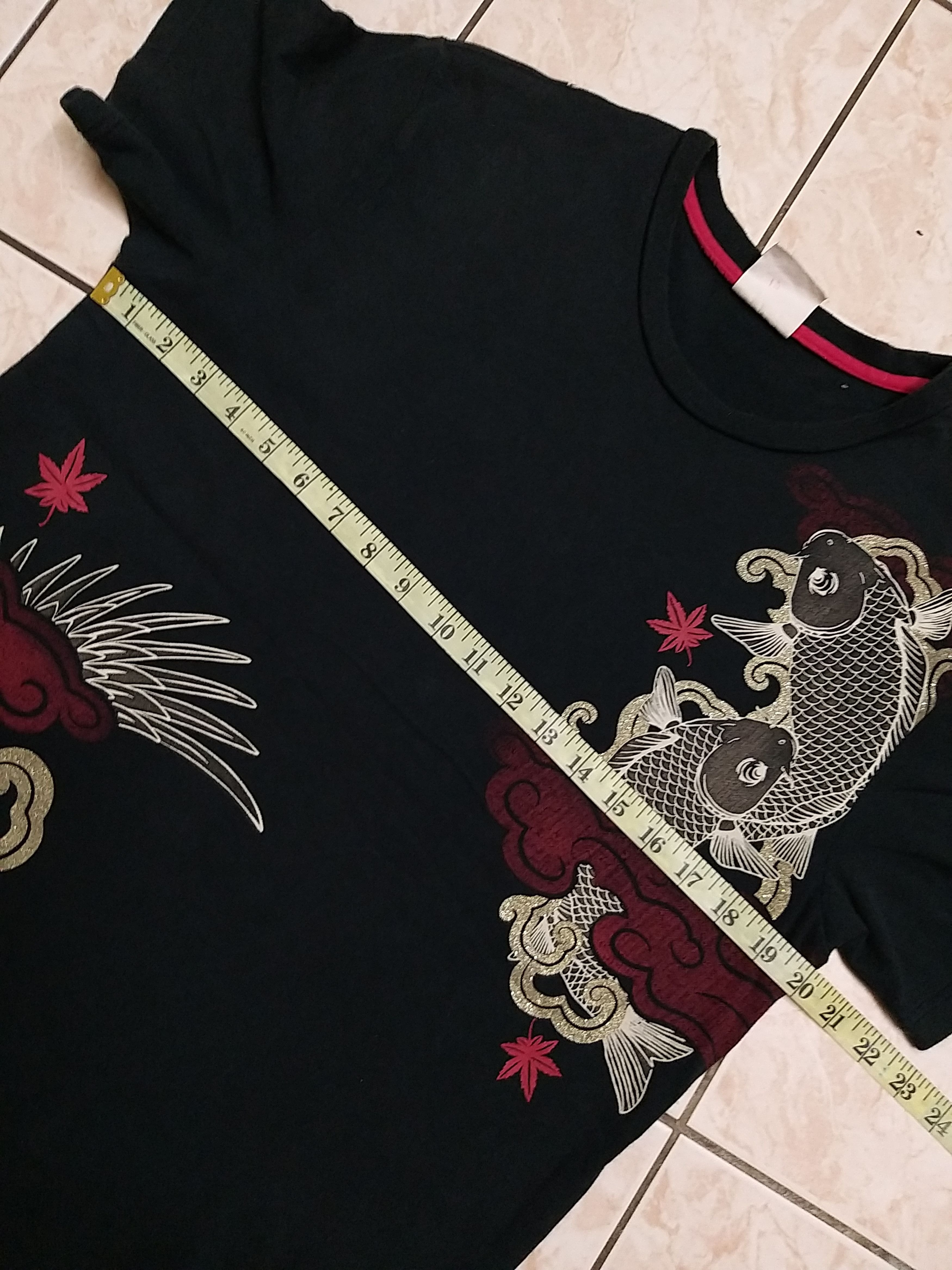 Japanese Brand SICK Y2K JAPAN ELIMENT KOI FISH AND CRANE BIG PRINT T SHIRT Size US M / EU 48-50 / 2 - 7 Thumbnail