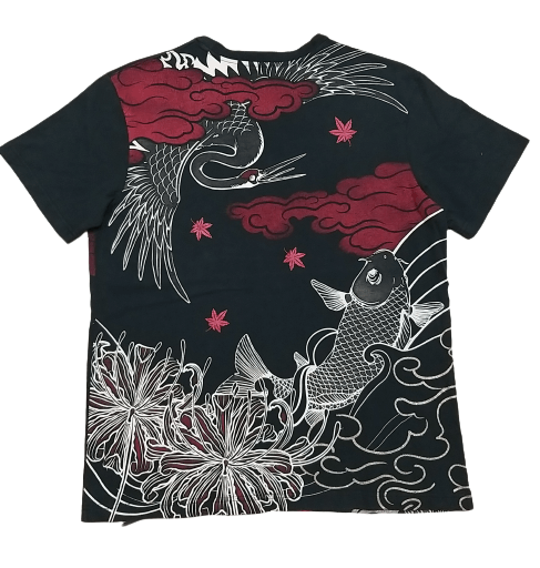 Japanese Brand SICK Y2K JAPAN ELIMENT KOI FISH AND CRANE BIG PRINT T SHIRT Size US M / EU 48-50 / 2 - 1 Thumbnail