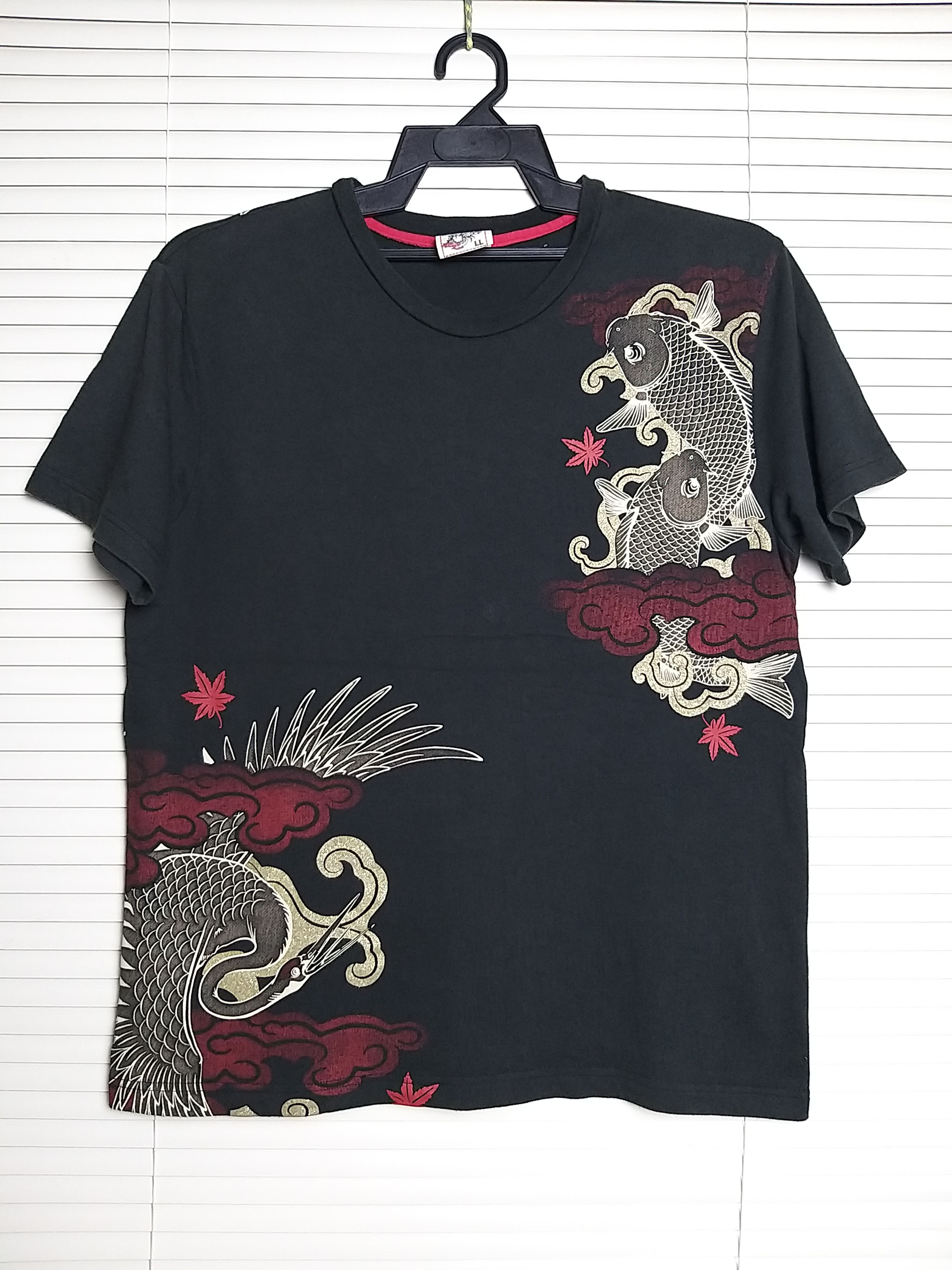 Japanese Brand SICK Y2K JAPAN ELIMENT KOI FISH AND CRANE BIG PRINT T SHIRT Size US M / EU 48-50 / 2 - 3 Thumbnail