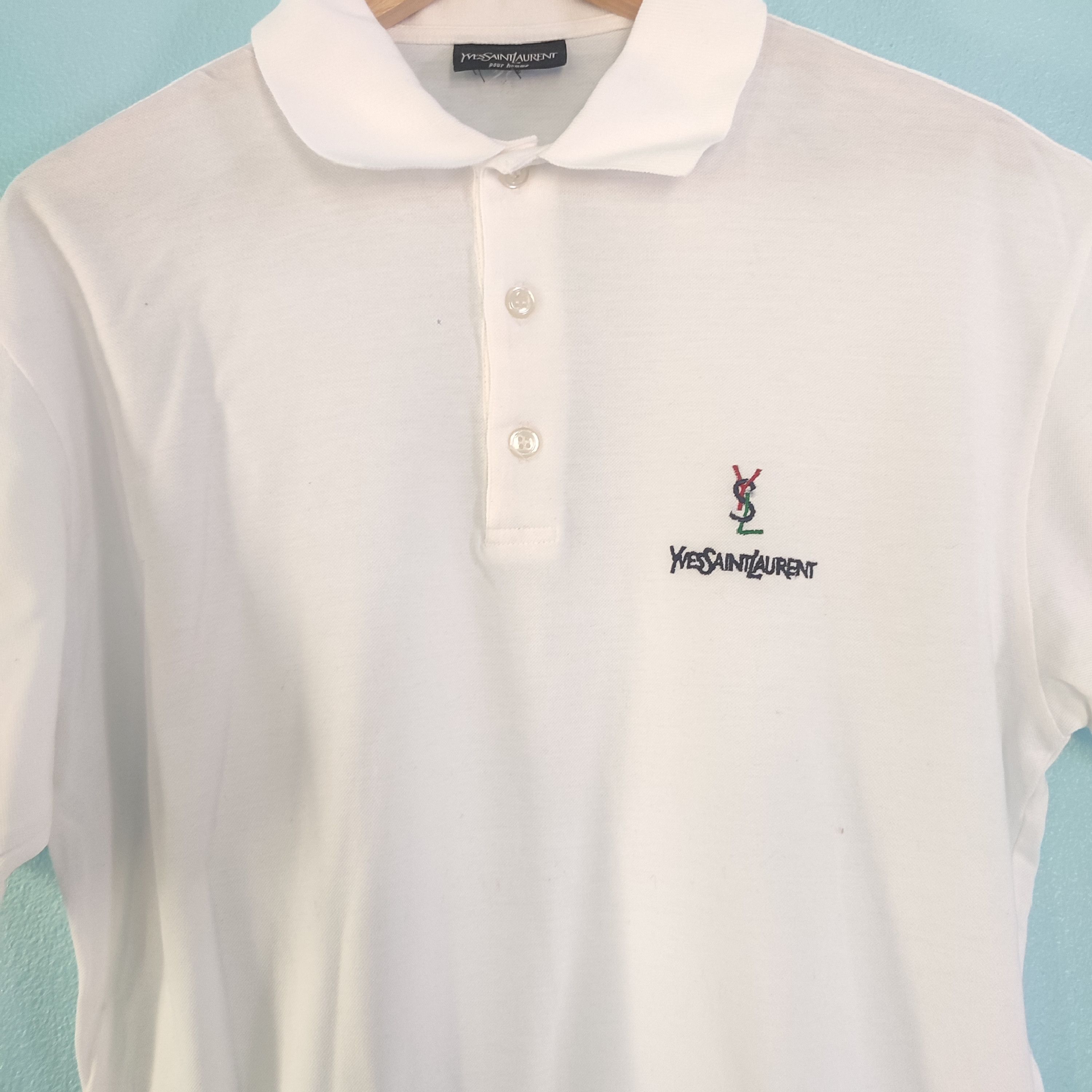 Yves Saint Laurent Collar Logo Italian Designer Polo Shirt