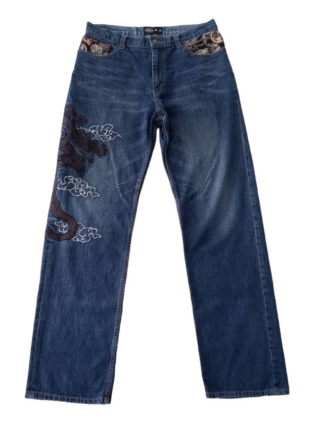 Art Comes First × Japanese Brand × Vintage Vintage Sukajan Dragon Denim Size US 35 - 1 Thumbnail