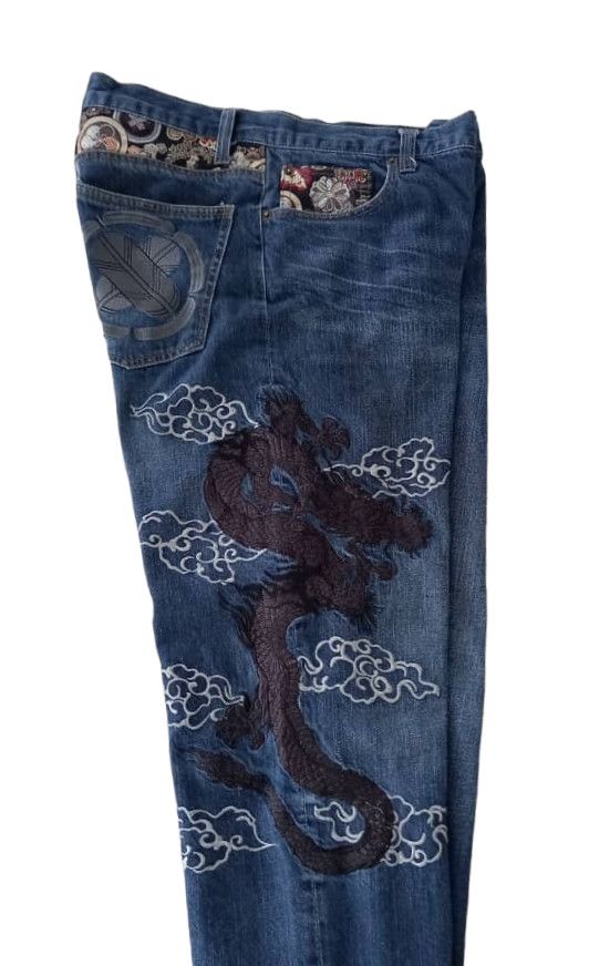 Art Comes First × Japanese Brand × Vintage Vintage Sukajan Dragon Denim Size US 35 - 7 Thumbnail
