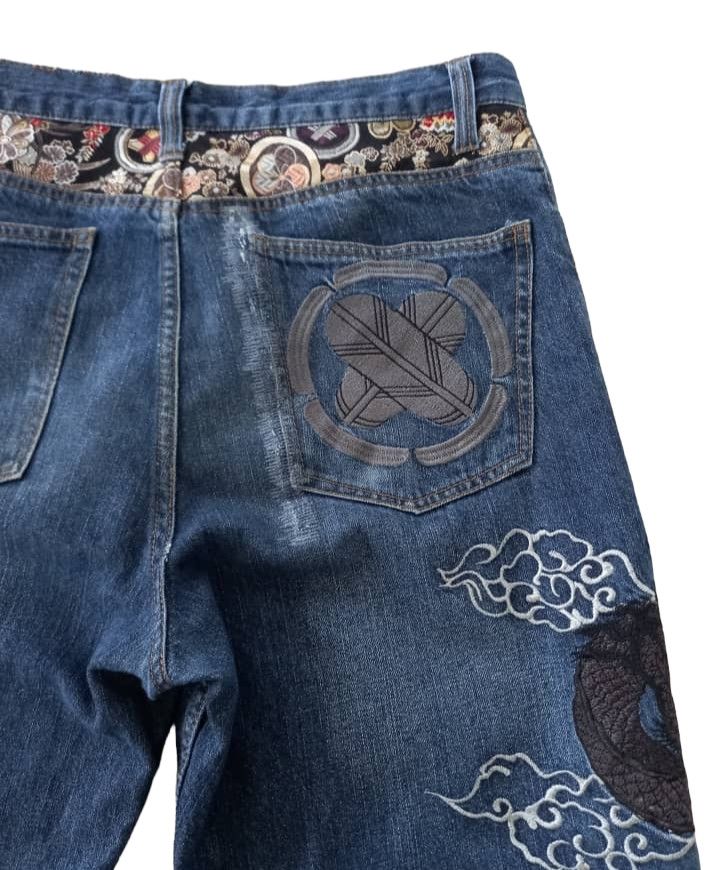 Art Comes First × Japanese Brand × Vintage Vintage Sukajan Dragon Denim Size US 35 - 12 Thumbnail