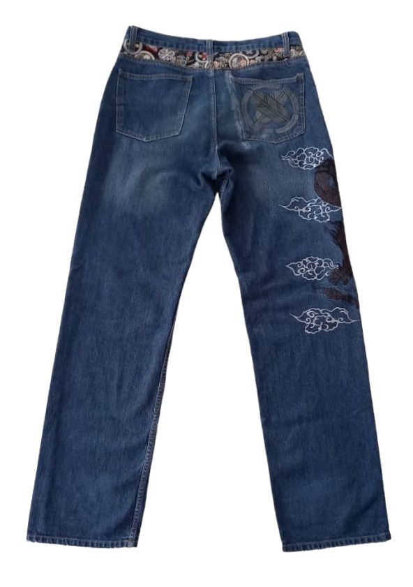 Art Comes First × Japanese Brand × Vintage Vintage Sukajan Dragon Denim Size US 35 - 2 Thumbnail