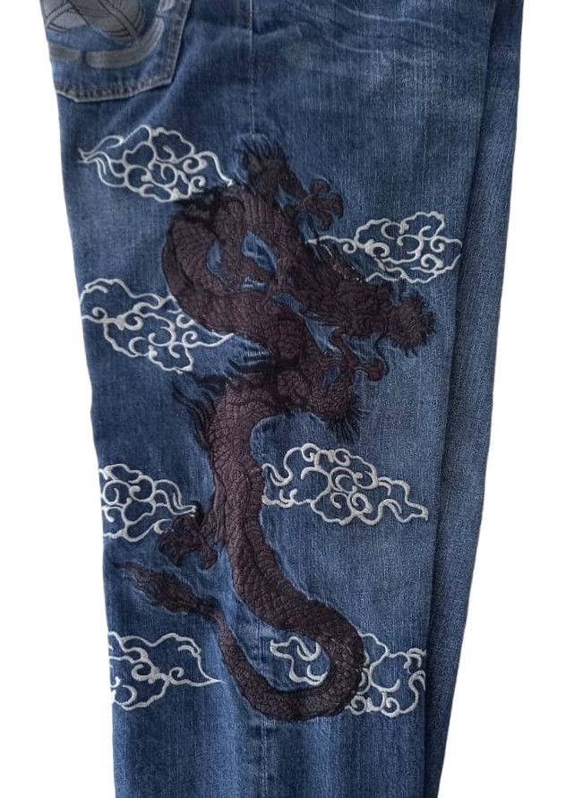 Art Comes First × Japanese Brand × Vintage Vintage Sukajan Dragon Denim Size US 35 - 8 Thumbnail