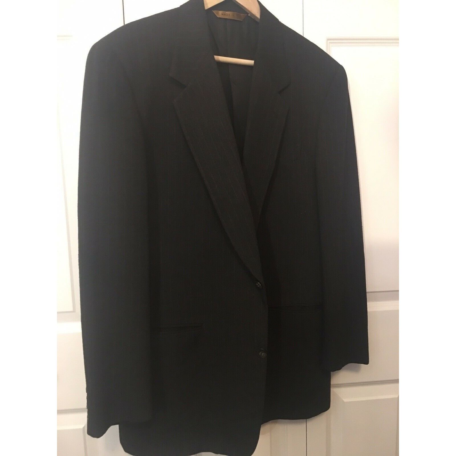 Donna Karan Donna Karan New York Jacket 40 R Dark Gray Pinstriped Made I Size 40R - 4 Thumbnail