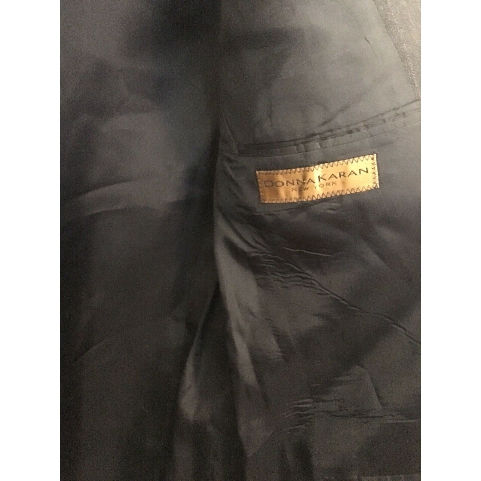 Donna Karan Donna Karan New York Jacket 40 R Dark Gray Pinstriped Made I Size 40R - 7 Thumbnail