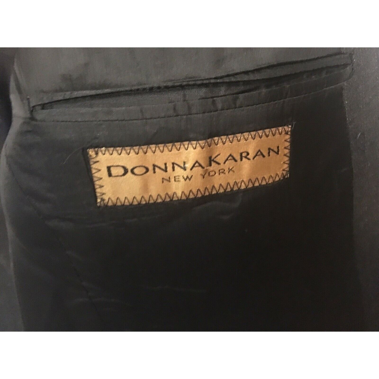 Donna Karan Donna Karan New York Jacket 40 R Dark Gray Pinstriped Made I Size 40R - 5 Thumbnail