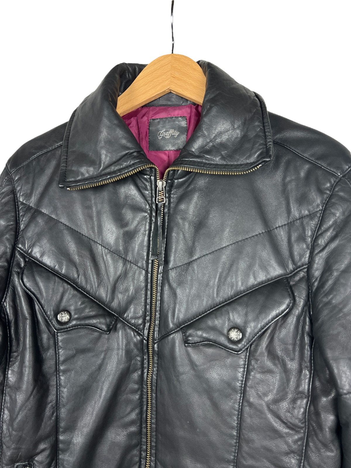 GOA Graffity 🇯🇵 Exclusive Zipper Goat Leather Jacket Size US M / EU 48-50 / 2 - 5 Thumbnail