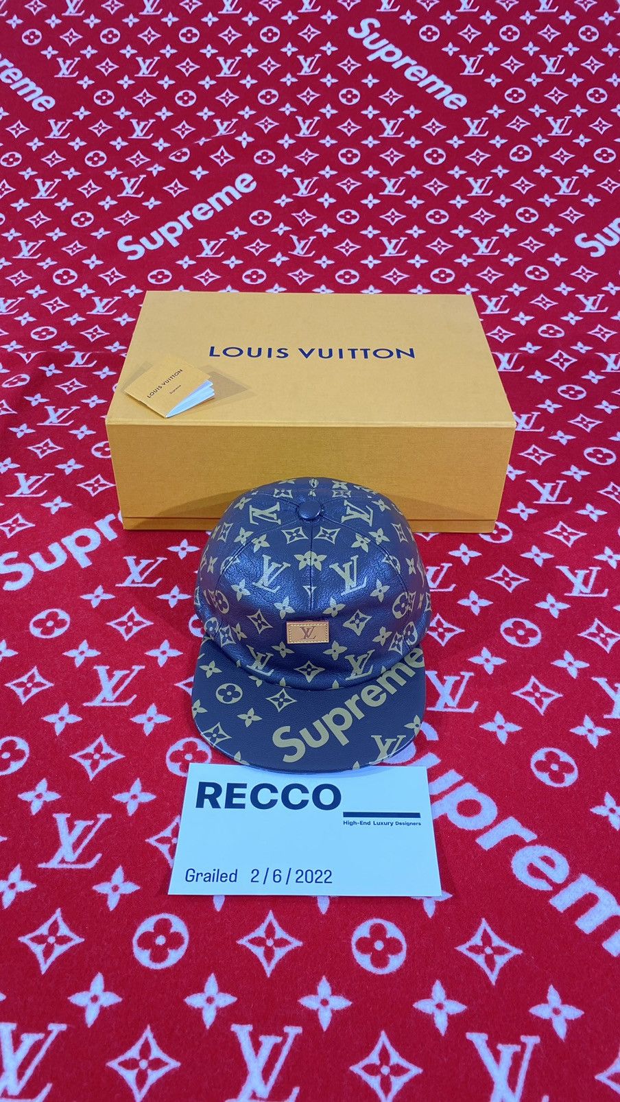 Supreme Louis Vuitton X Supreme 5 Panel Monogram Leather Hat