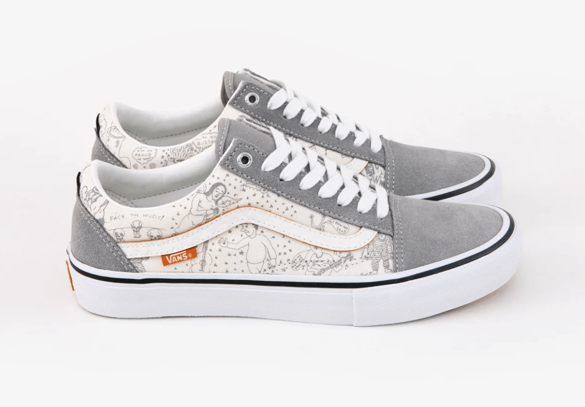 image of Daniel Johnston X No Comply Old Skool Pro (Deadstock) Shoes in White/Grey, Men's (Size 12)
