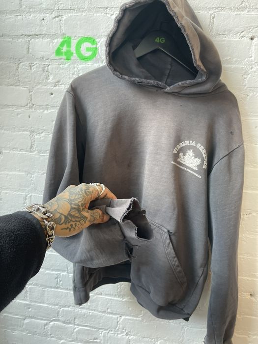 RAF SIMONS cotton Virginia Creeper Long sleeve shirt Docking Hoodie Fade Black Gray 48