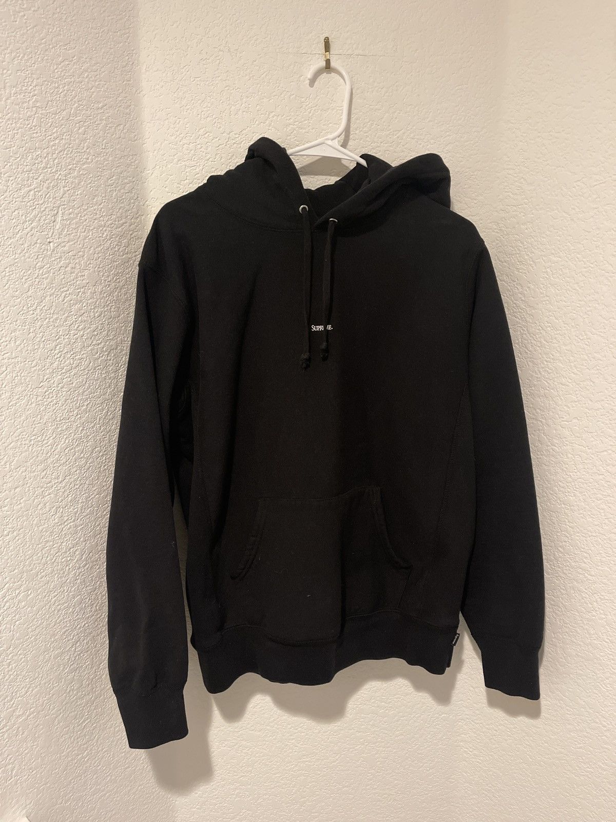 Supreme Micro Logo Hooded Sweatshirt Black - Tops