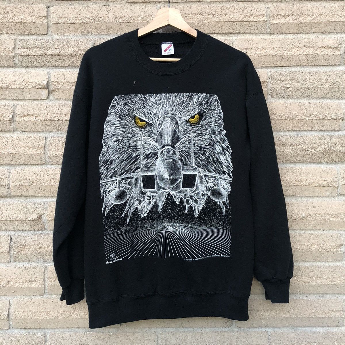 Jerzees × Vintage Vintage 90s Blackbird intl Bald Eagle Fighter Jet Sweatshirt Size US XL / EU 56 / 4 - 1 Thumbnail