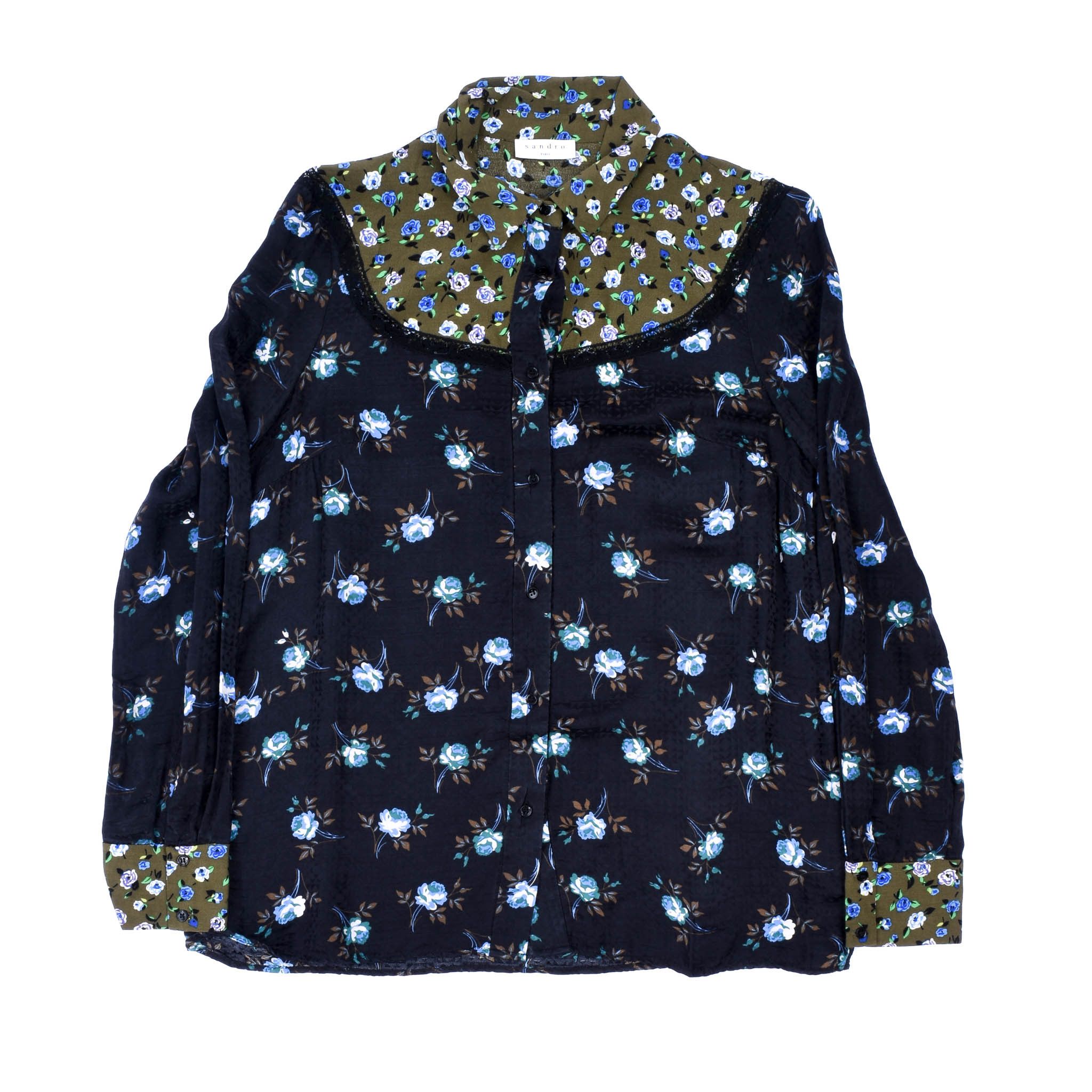 Sandro Paris Multicolored Floral Print Long Sleeve Shirt