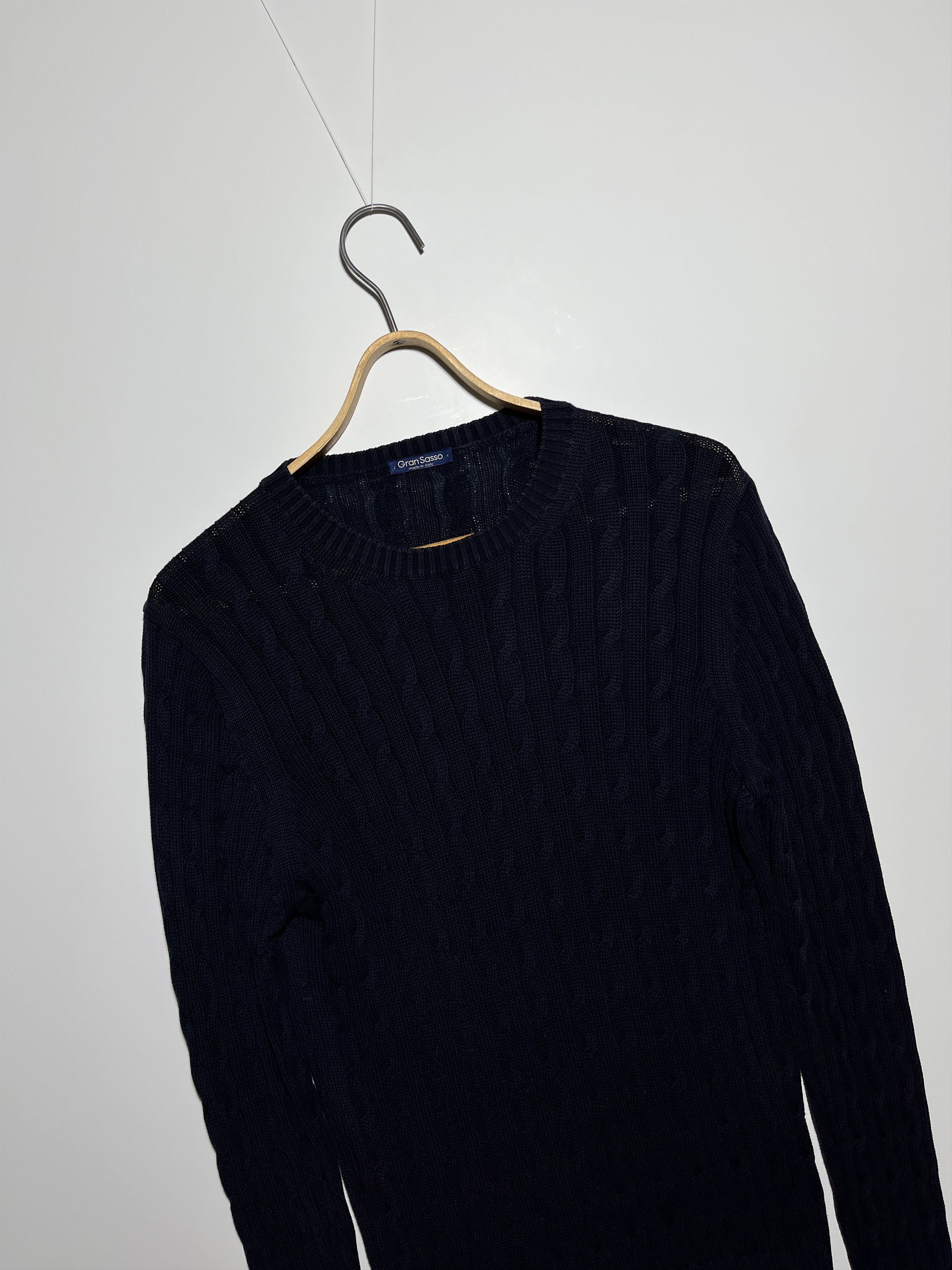 Gran Sasso Gran Sasso Cable Knit Navy Sweater Size M Size US M / EU 48-50 / 2 - 3 Thumbnail