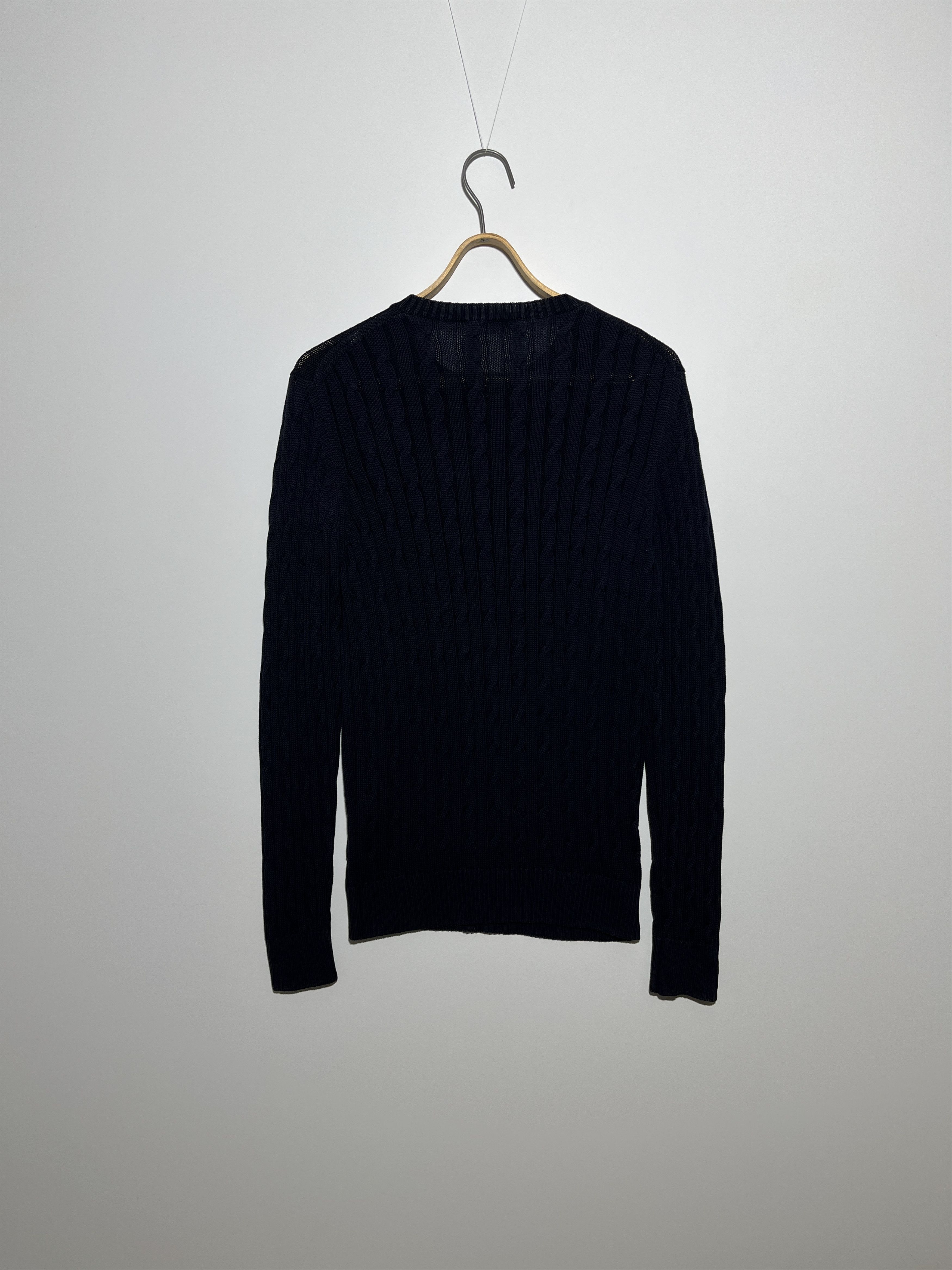 Gran Sasso Gran Sasso Cable Knit Navy Sweater Size M Size US M / EU 48-50 / 2 - 2 Thumbnail