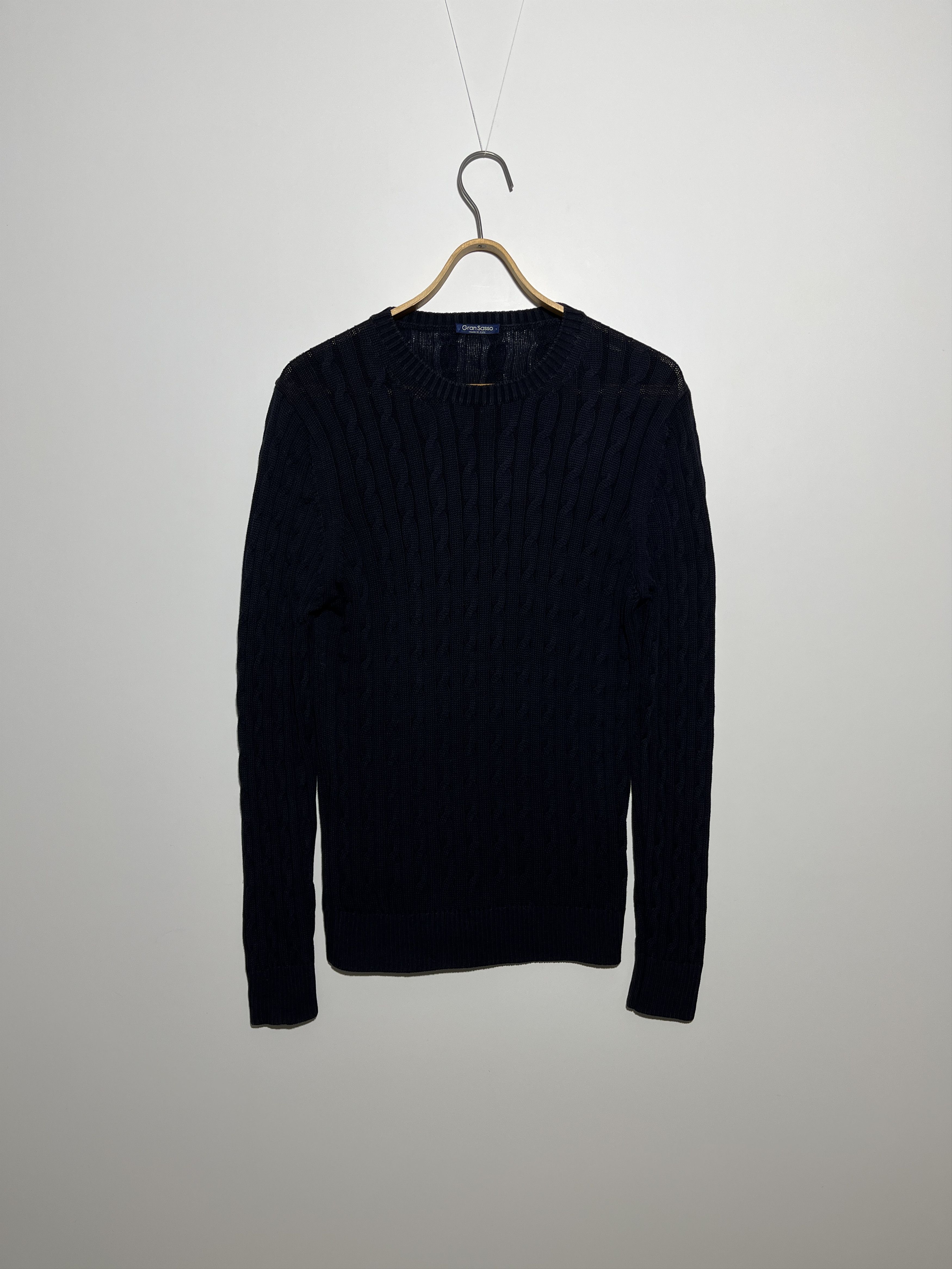 Gran Sasso Gran Sasso Cable Knit Navy Sweater Size M Size US M / EU 48-50 / 2 - 1 Thumbnail