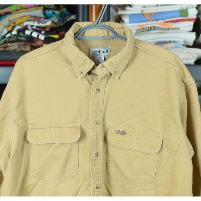 Vintage VTG Carhartt S09 WET Wheat Brown Heavy Button-ups | Grailed