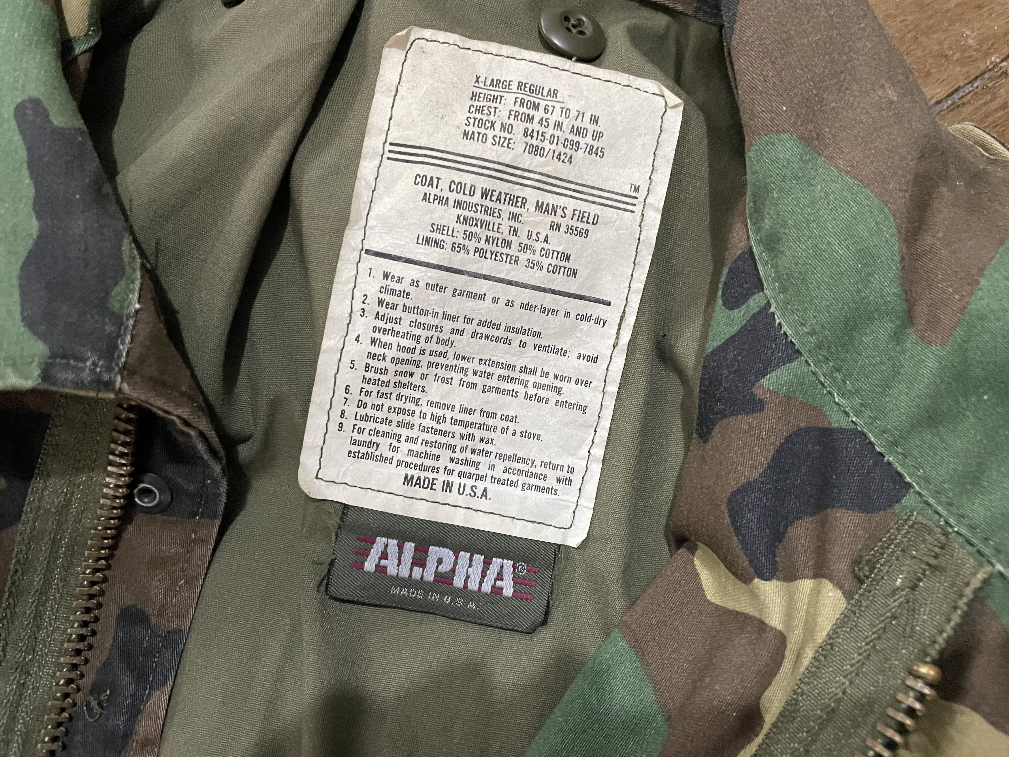 Alpha Industries Vintage Military Jacket Alpha Industries Packable Hood Size US XL / EU 56 / 4 - 9 Thumbnail